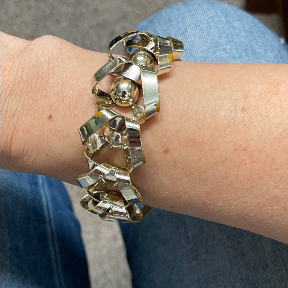 Vintage 50s Gold Tone Statement Bracelet